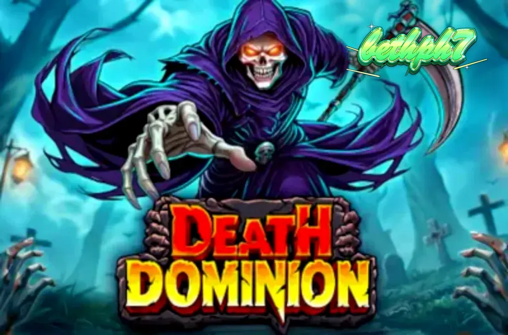 Death Dominion slot game interface na may gothic theme at Grim Reaper